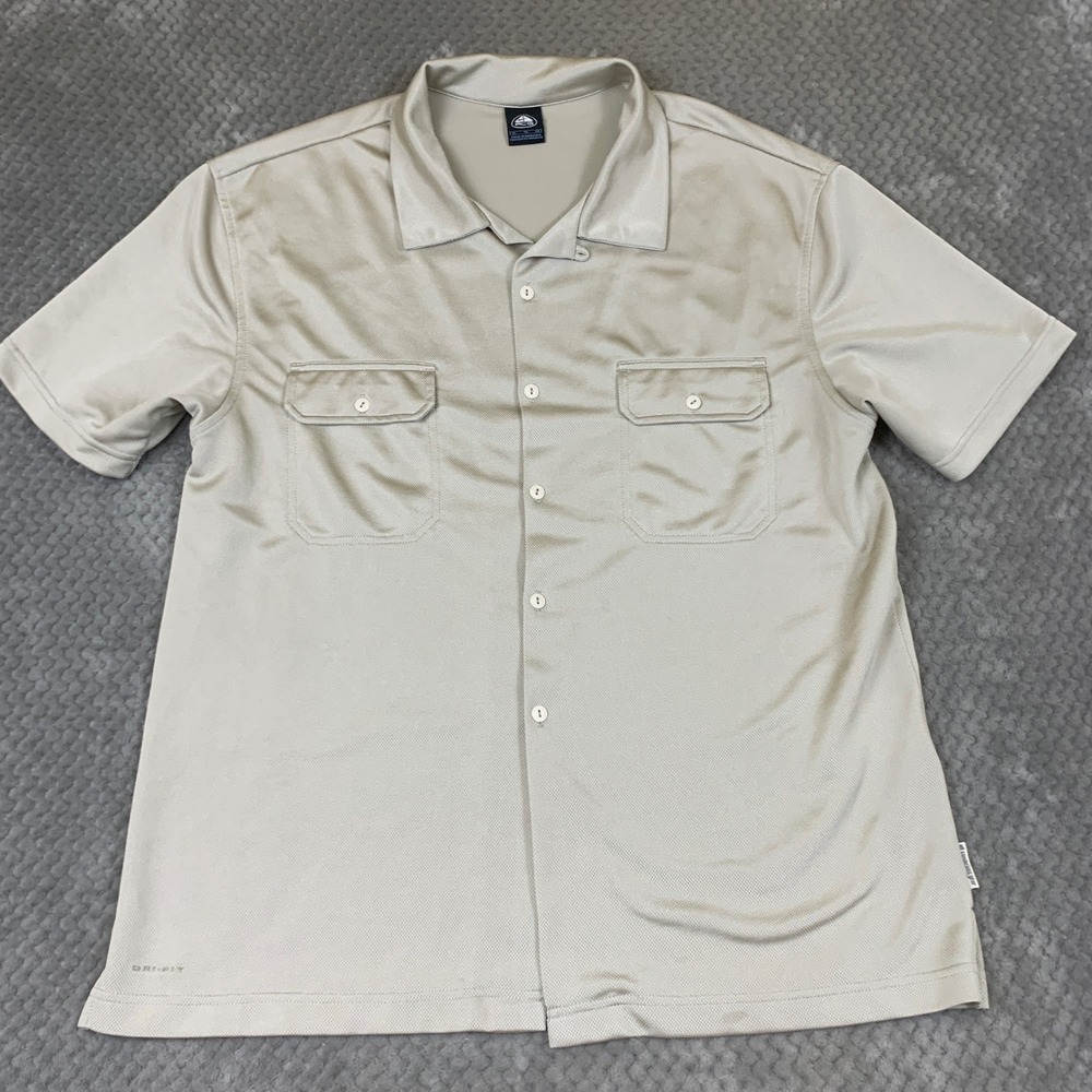 Nike ACG Storm-FIT Shirt Mens XL Tan Khaki Short Sleeve Button Up Outdoor Hiking